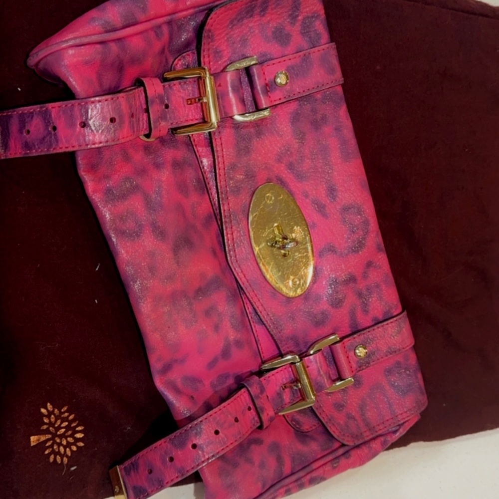 MULBERRY ALEXA CLUTCH IN PEONY PINK LEOPARD PRINT